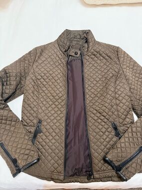 Massimo Dutti Quilted Olive Green Quilted Jacket